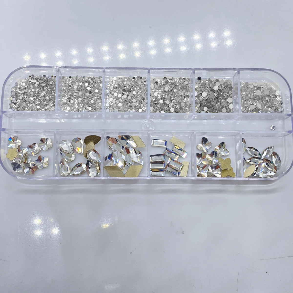 1500pcs a Box Nail Art Flat Back Crystal Rhinestone mix size and shapes Dazzling Diamonds Strass Manicure Tip 3D Decoration |