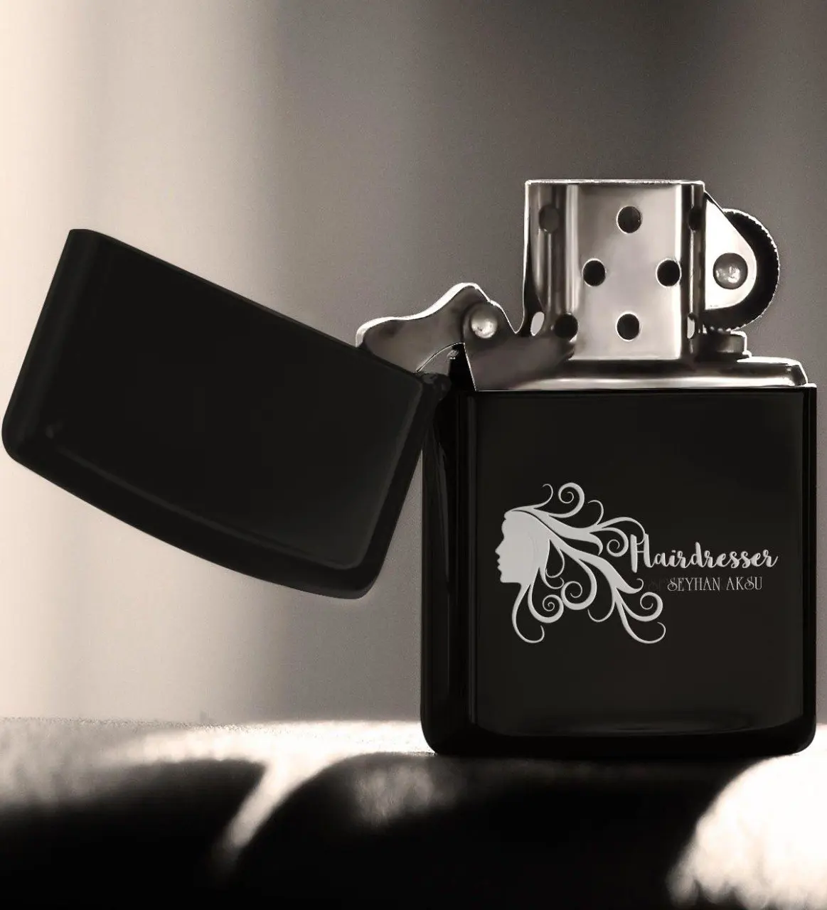 

Personalized Professional Hair Stylist Gasoline Black Metal Cigarette Lighter-2