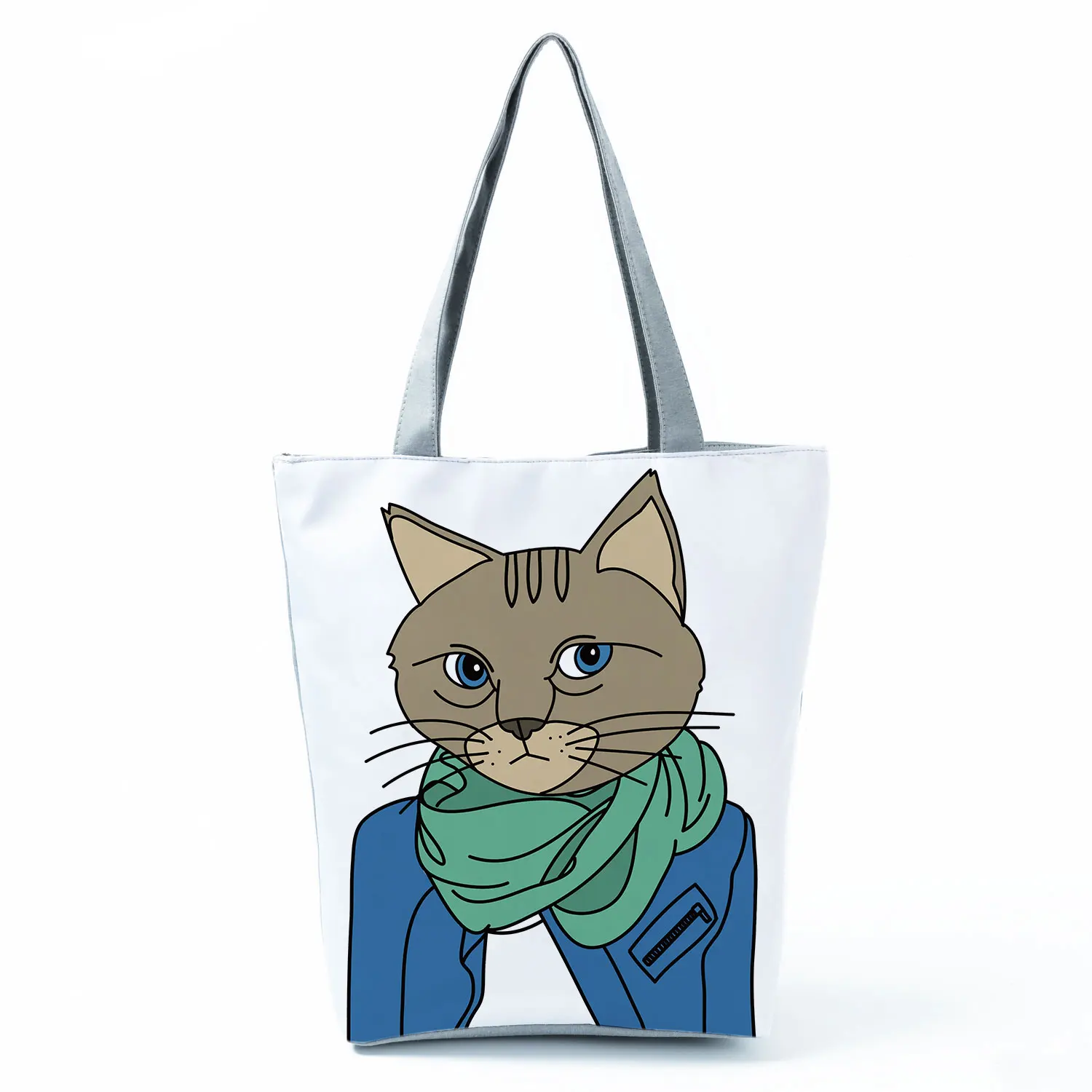 

Сумка на плечо с принтом «Mr. Cat», женские креативные модные сумки, дорожная сумка для хранения, вместительная сумка-тоут, экологически чистая...