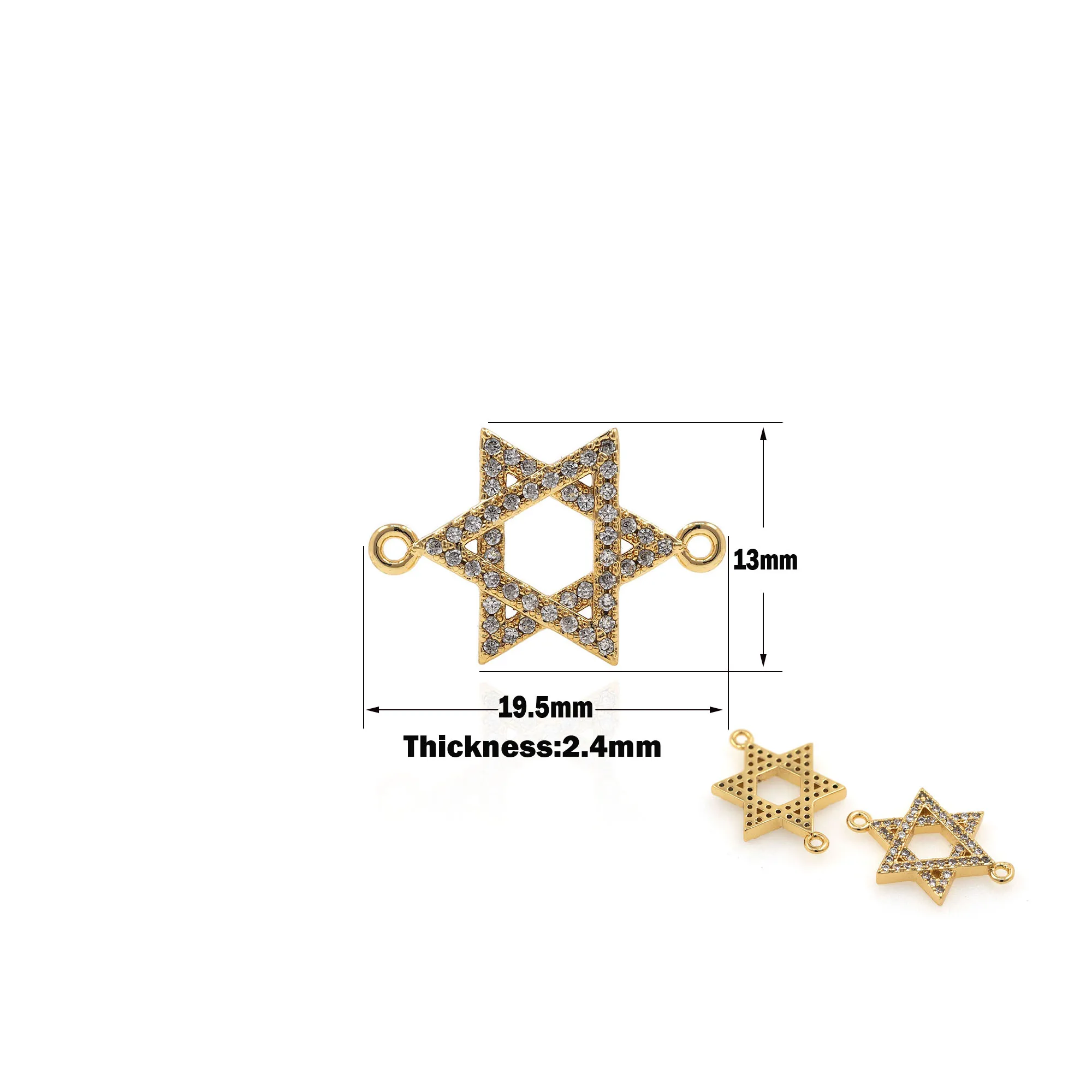 

Micro Pave North Star Connector Hexagram Pendant Gold Filled Micro Pavé Israel Jewelry Outlet DIY Making Supplies