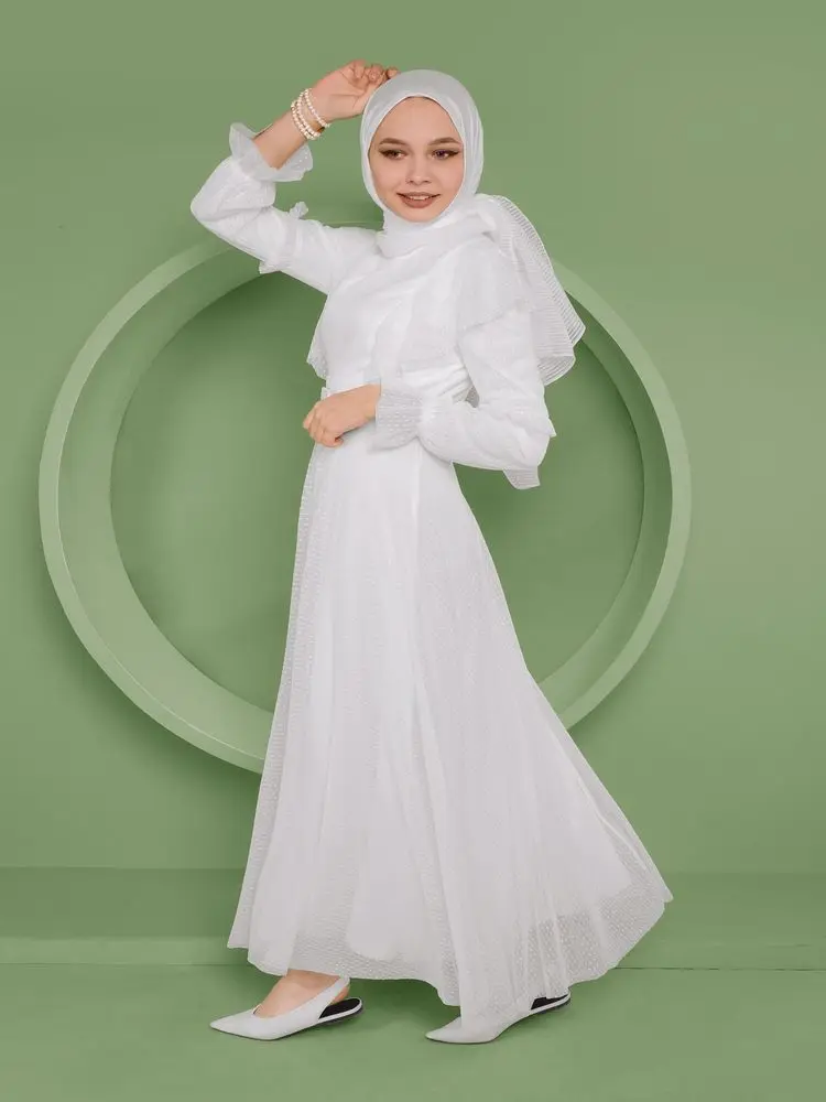 

Новый сезон Женские вечерние поясом платье с фатиновой юбкой мусульманская одежда абайя в арабском стиле Дубай Кафтан из Турции