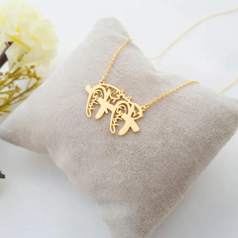 Personalized Arabic Calligraphy Necklace In Sloth Shape Islamic Calligraphy Custom Name Pendant Arabic Monogram Jewelry Gift