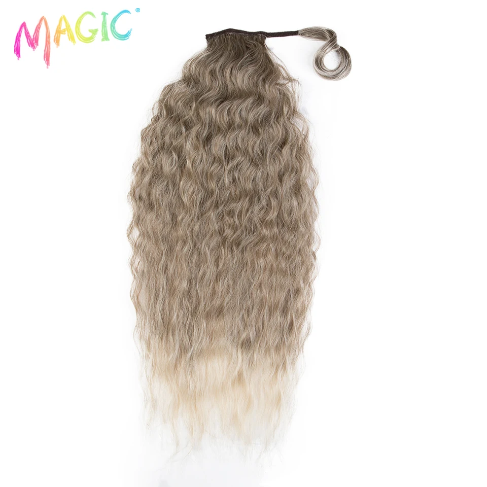 Extensión de cabello sintético para cola de caballo, extensión de cabello artificial largo y rizado mágico, resistente al calor, tocado Natural