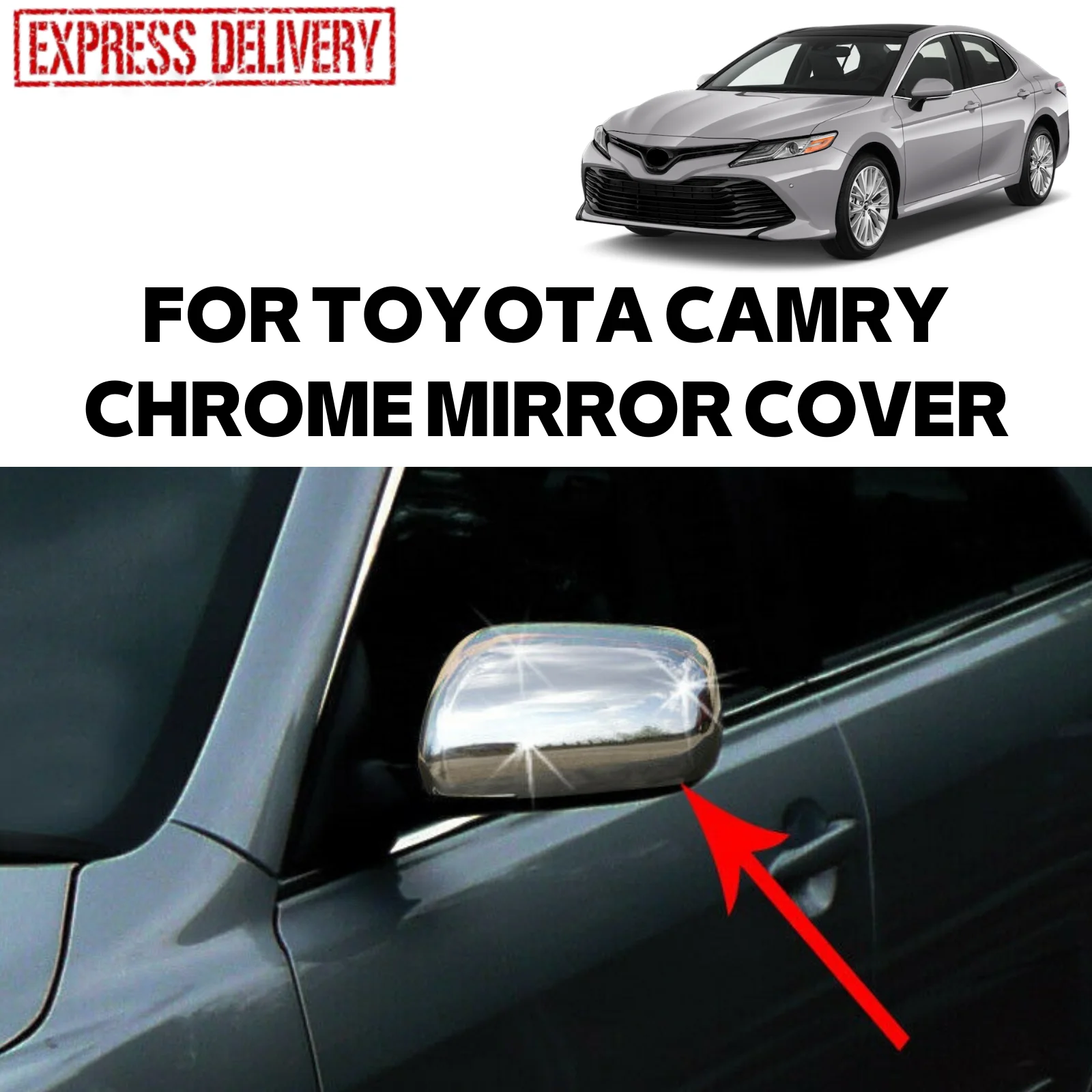 

2 шт., хромированные боковые зеркала для TOYOTA CAMRY 2010-2021