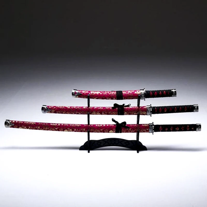 Сувенирный набор мечей Катана 3в1 драконы золото на красном - Цена: 2988