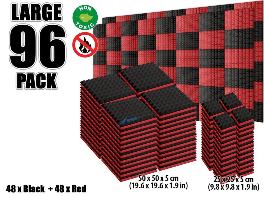Black and Red Arrowzoom 96 шт. цветная комбинация Пирамида плитка студия Звукопоглощающая Панель акустическая пена лечение AZ1034 - Цвет: Black and Red