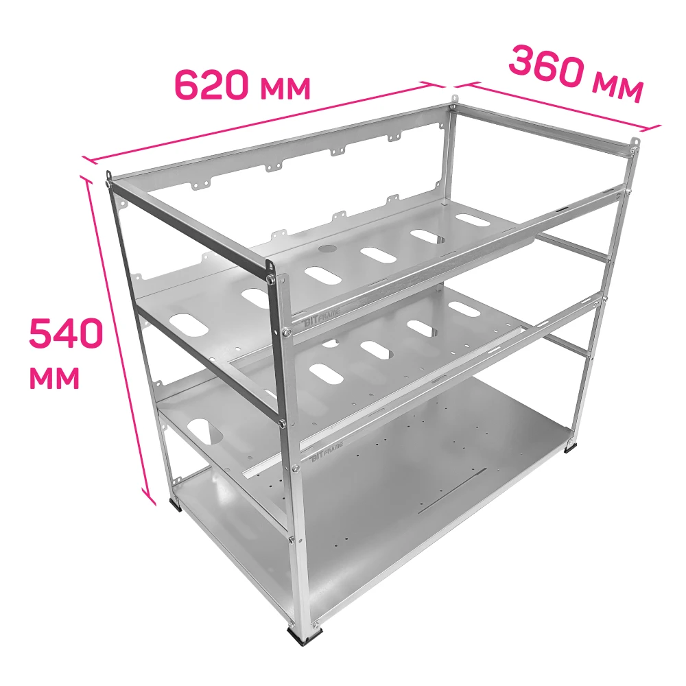 BITFRAME Каркас для майнинга 8-16 GPU карт (в 2 ряд) корпус стойка майнинг 3d рендер ферма BTC