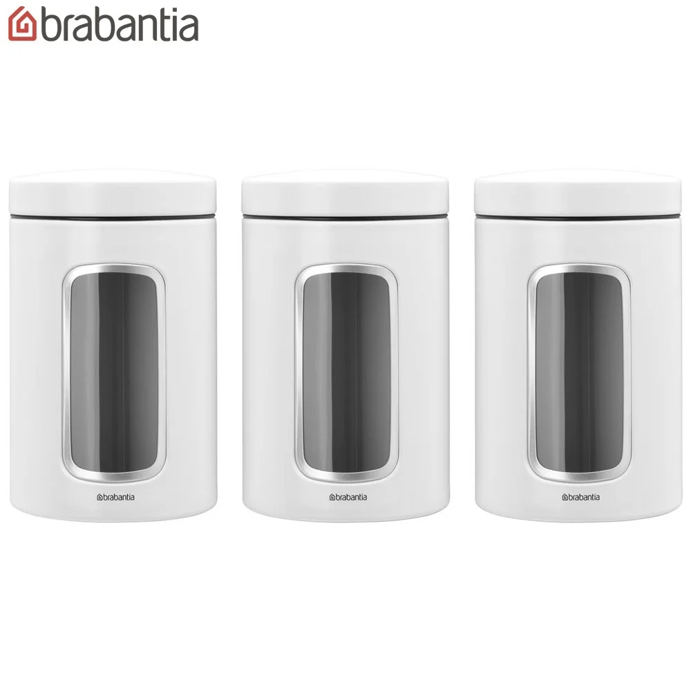 Набор контейнеров Brabantia с окном 1 4л 3 предмета белый 306068|Бутылки и банки для