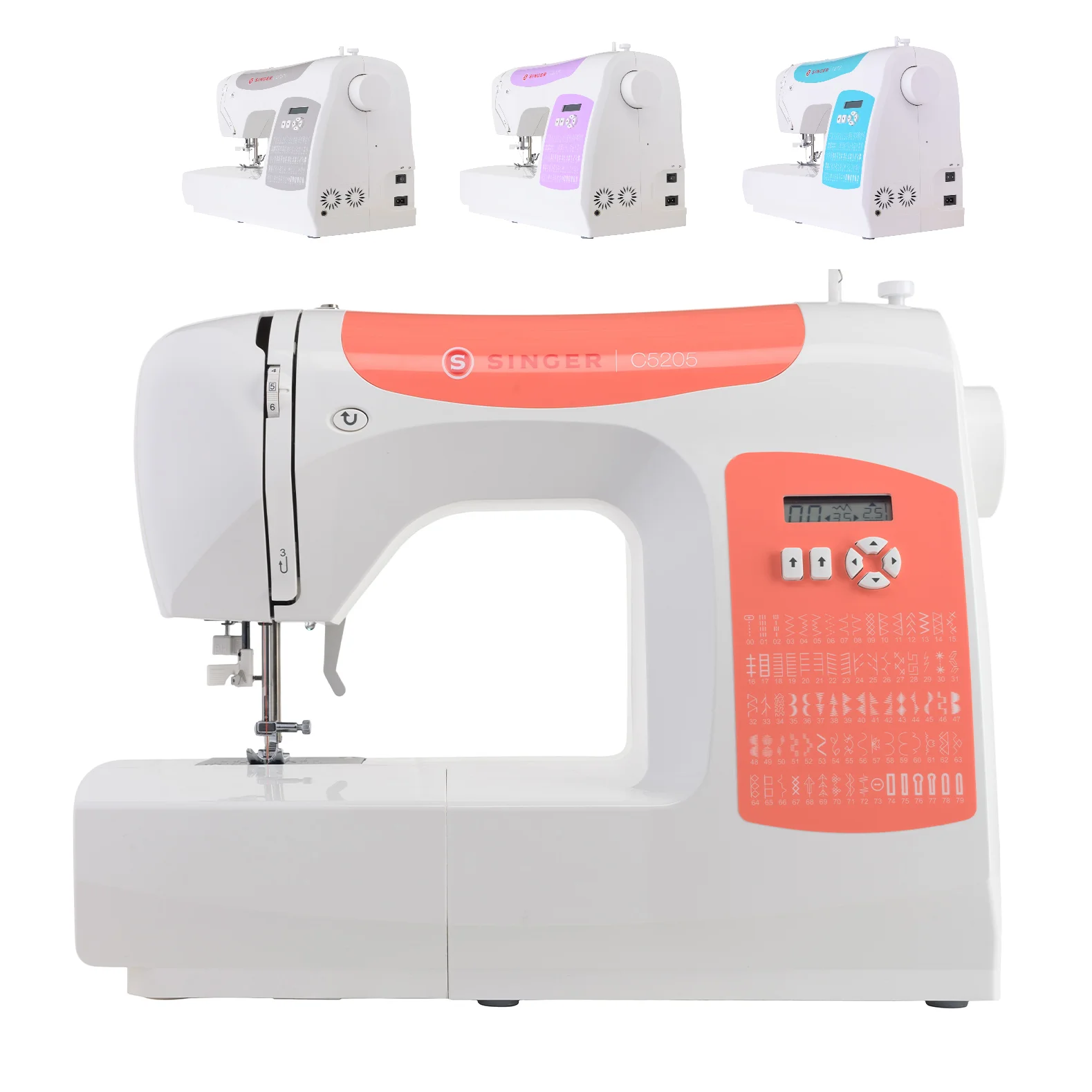 

Швейная машина New SINGER (C5205)-80 встроенных стежков-6 полностью автоматических-точно сбалансированных-1 шаг петли для пуговиц
