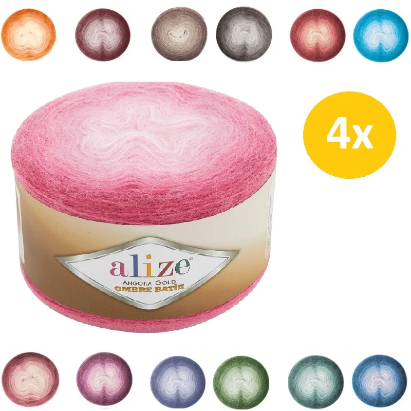 Золотая пряжа с эффектом омбре из ангоры 4x150gr 825mt % 20 Шерсть 80 акрил для вязания