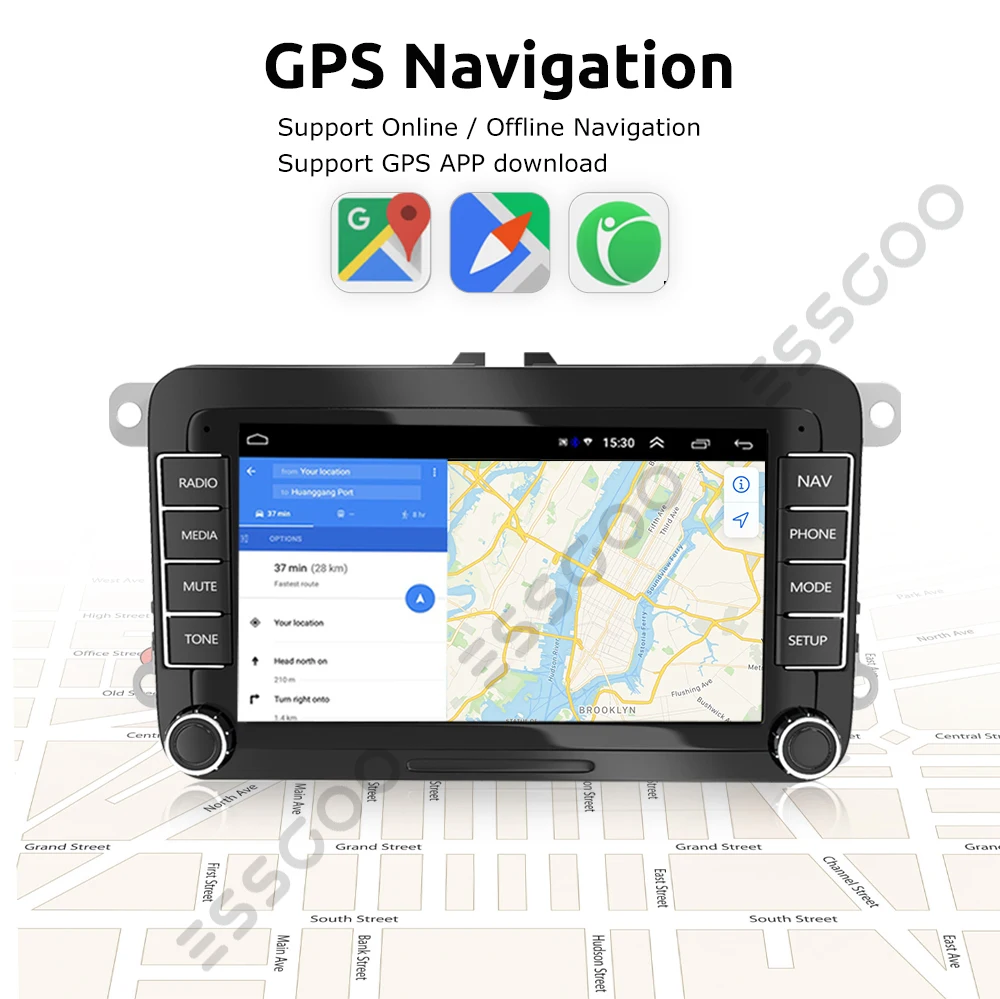 Фото Автомагнитола ESSGOO, мультимедийный плеер на Android 9, с 7-дюймовым экраном, GPS, для Volkswagen VW Passat B6 Polo Caddy №2