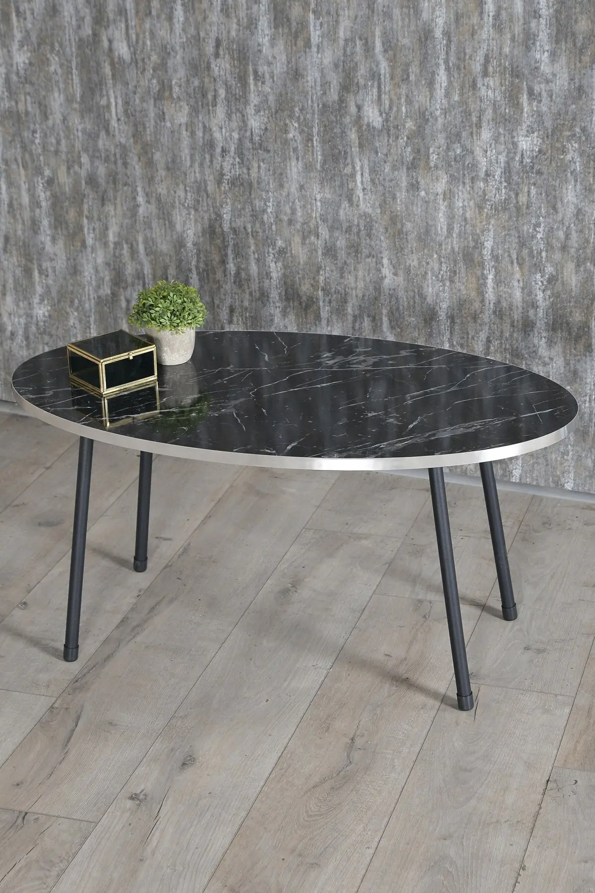 

Modern Medium Coffee Table Scandinavian Sine Black Metal Foot De Mounted Medium Coffee Table Tea Coffee Service Table Ellipse Living Room Lounge Table