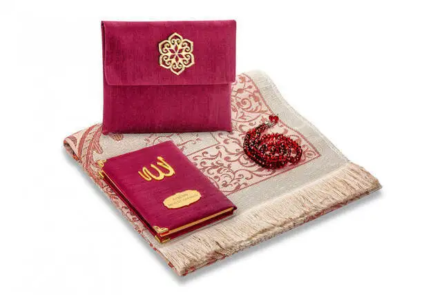 

Slub Fabric Covered Yasin Book - Bag Size - Name Special Plate - Prayer Rug - Rosary - Marsupial - Multicolored - Mevlid Gift