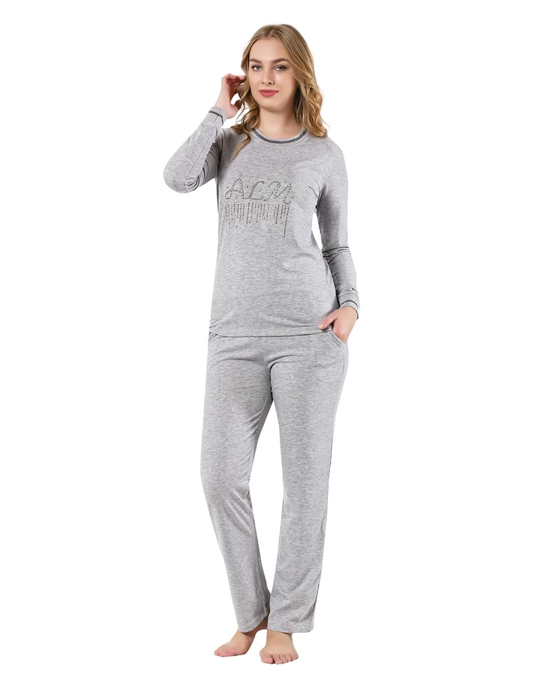 

Yeni K Bahar Kadn Pijama Setleri Uzun Kol Sleepwear Pijama Takm Kaln Scak Homewear Overnight Dressing Gown Desenli
