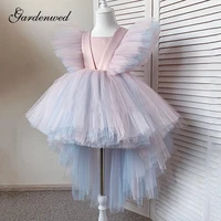 cute pink flower girl dresses square hi lo first communion dress rosequartz serenity pleated tulle girls wedding party dresses