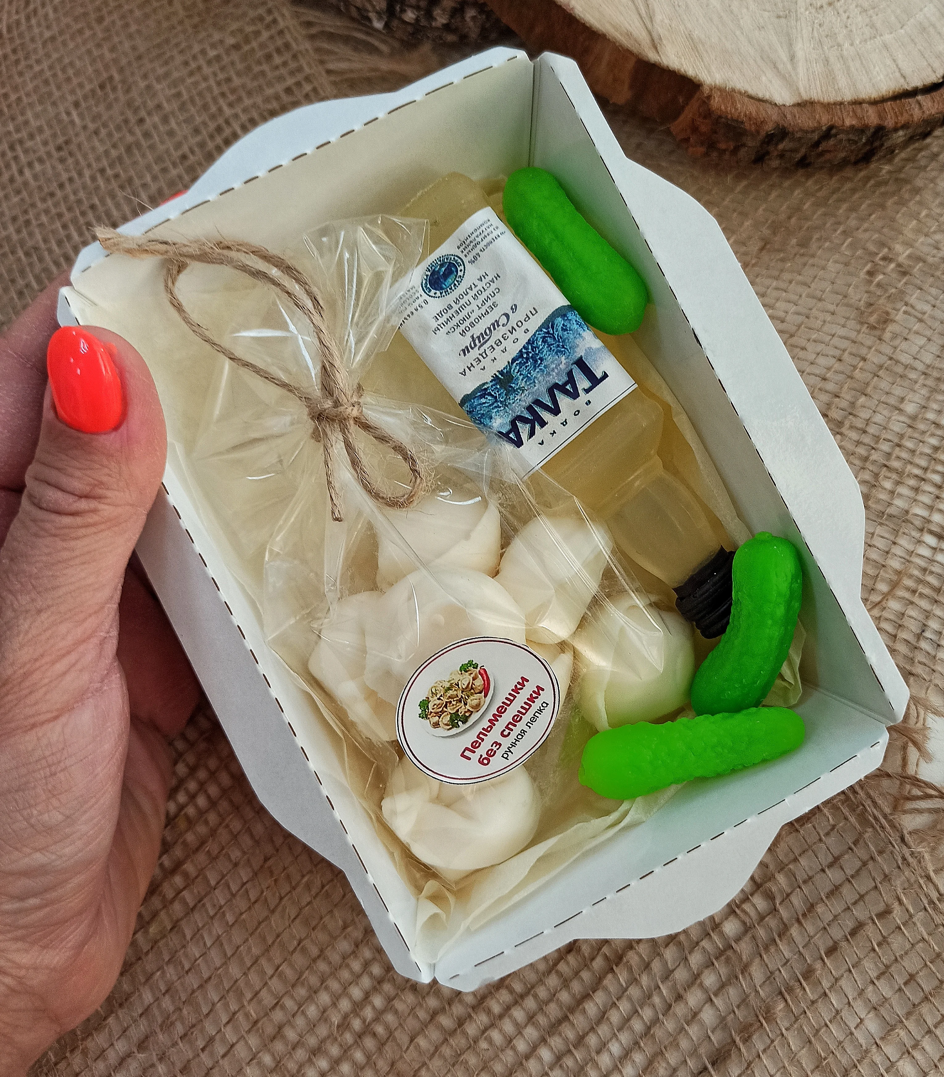 мыло ручной работы в форме пельменей и бутылочки / сувенирное прикольный подарок