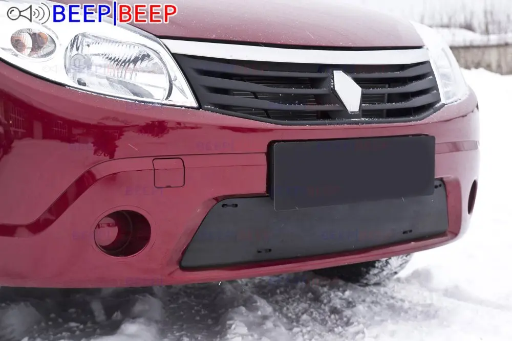Зимняя крышка радиатора для Renault Sandero 2009 ~ 2013 пластик ABS рельефная передний бампер