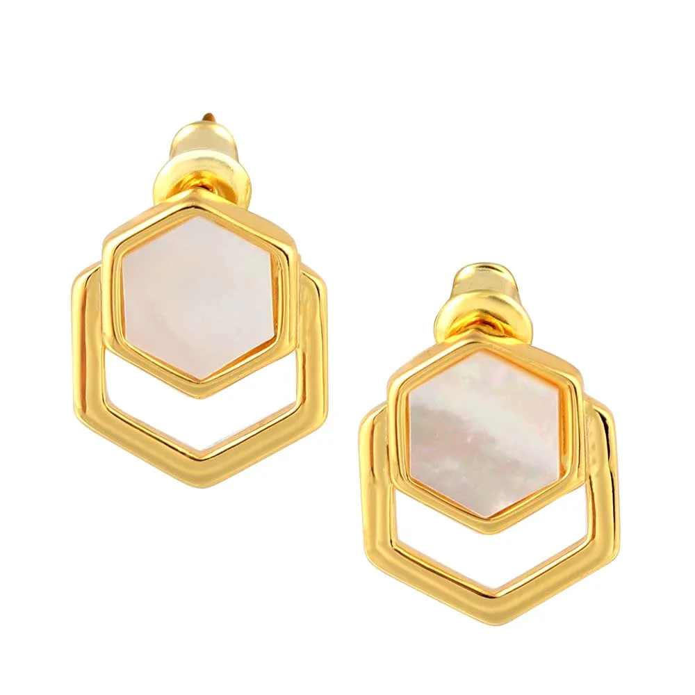 

Geometric Pentagonal White Shell Stud Earrings