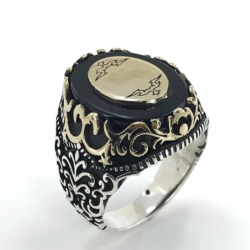 Мужское кольцо из стерлингового серебра с оттоманским именем ручной