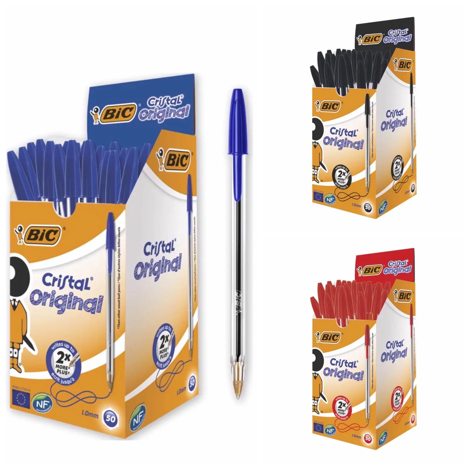 

Bic Cristal Medium Ballpoint Pen Blue Black Red 50 PCS in 1 Box Quality Durable Stationery School Office Supplies