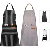 kitchen apron cooking aprons adjustable bib chef apron stripes apron with pocket for women and men home cooking barbecue