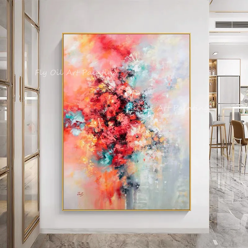 

Large Size Colorful Flower Landscape 100% Handmade Oil Painting on Canvas Wall Art for reading Room Decor No Frame Gift