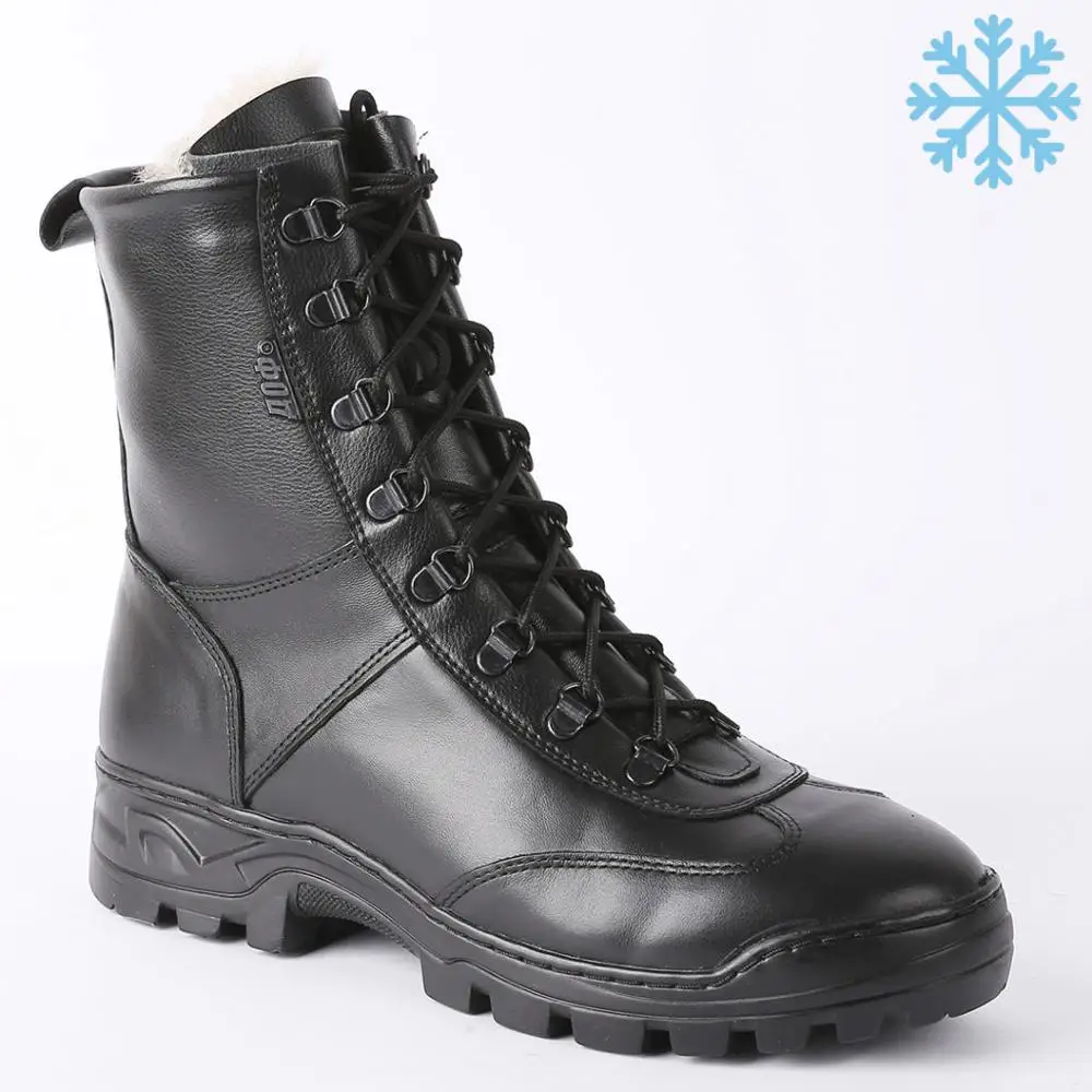 Натуральная кожа черный берцы с мехом мужчин высокие ботинки плоские военные