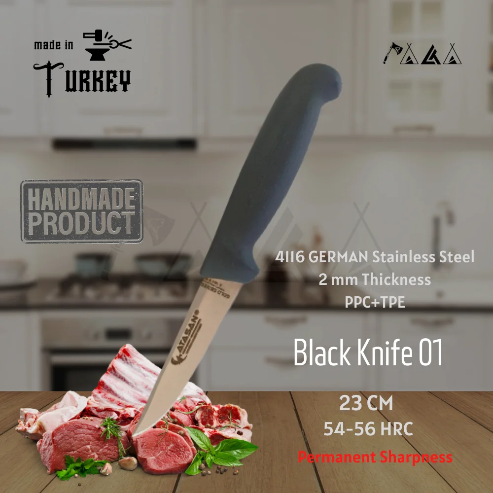 ATASAN Gold Series Rabbit Knife Black Knife 01 Kitchen Knives Handmade High Quality Professional Stainless Steel Steak Meat