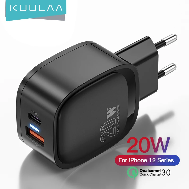 

KUULAA Quick Charge 4.0 3.0 QC PD Charger 20W USB Type C Fast Charging For iPhone 12 Pro Max 11 Pro Max XS 8 Xiaomi QC4.0 QC3.0
