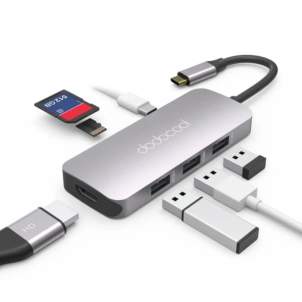 Dodocool 7 в 1 USB C USB-C концентратор с Тип C Мощность доставки 4 К видео HDMI USB концентратор для MacBook Pro samsung Galaxy S9 концентратор сплиттеры 3.0
