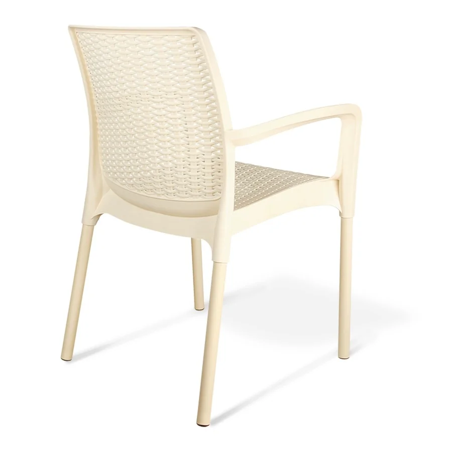 Плетеный стул SHT-S68 бежевый пластик/металл 56х50х80 в загородный дом для сада летней