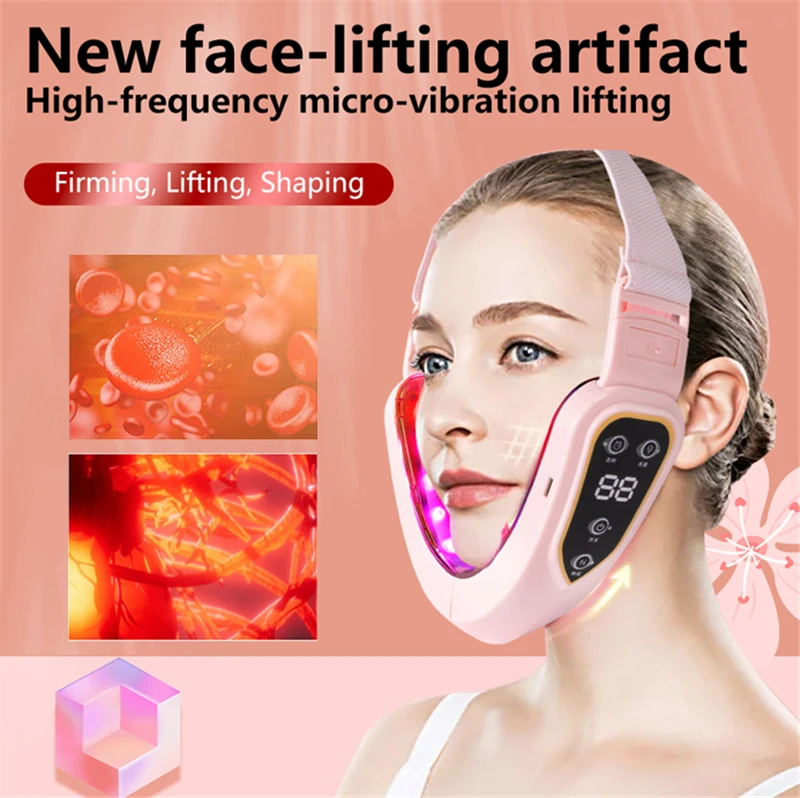 Facial Lifting Device LED Photon Therapy Facial Slimming Vibration Massager Double Chin V-shaped Cheek Lift Face Machine Health