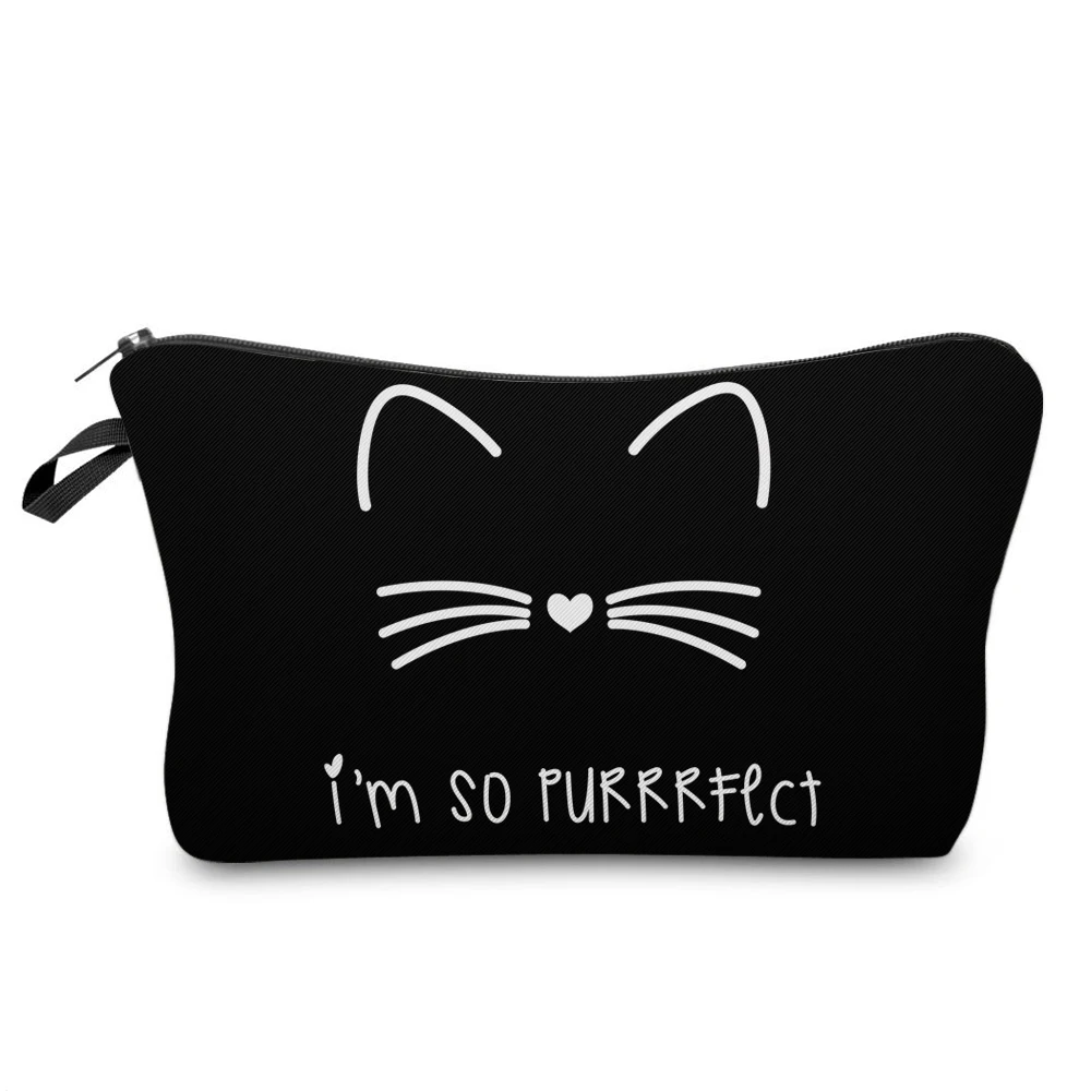 

Lovely Cat Printed Makeup Tool Bag Pencil Case For Girls Women Travel Simple Fashion Storage Cosmetic Bags Durable Toiletry Bag