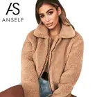Пальто Anself с мишкой Тедди, Женское пальто из искусственного меха, осень 2020, элегантная свободная тонкая верхняя одежда, пальто на молнии, Женская куртка Тедди 3XL