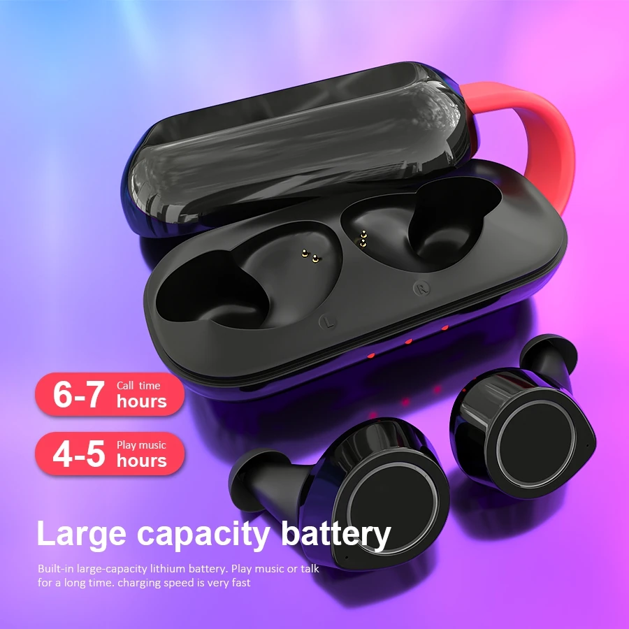 

BD02 TWS Wireless Bluetooth Earphones 5.0 6D stereo earphone With HiFi Bass Sound True Wireless earbuds Dual Mic