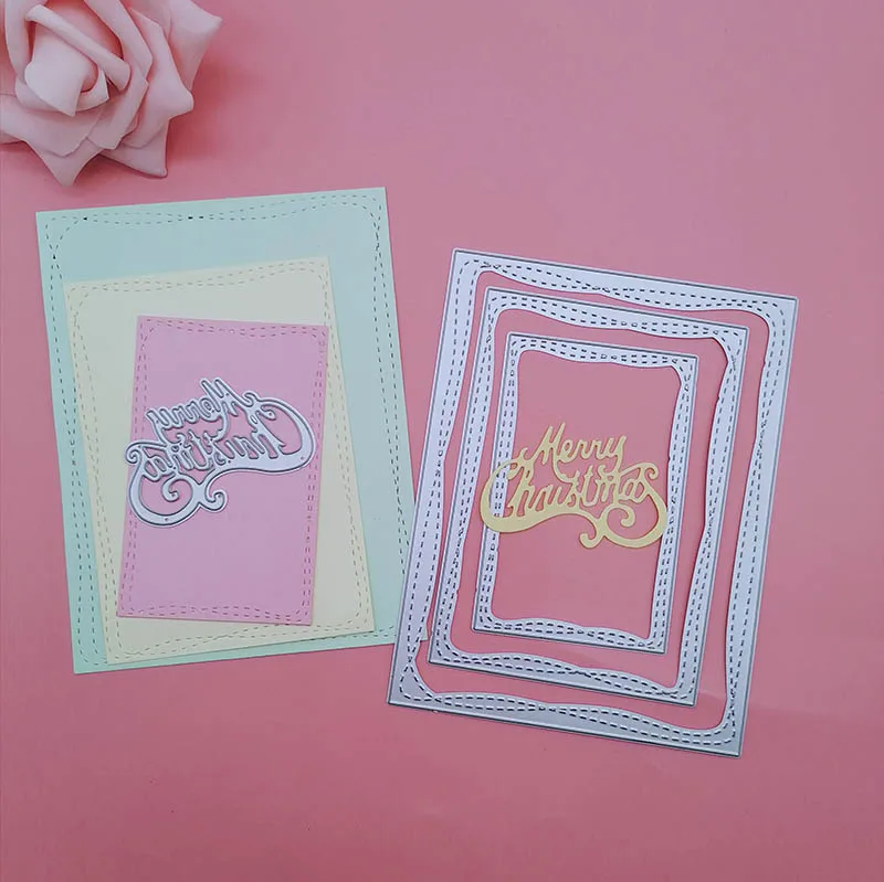 Прямоугольные сшитые невидные металлические Вырубные штампы для Счастливого