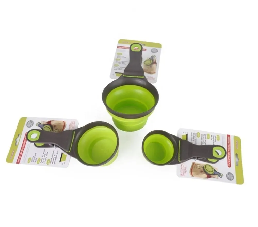 Мерная ложка для корма совок животных складной силиконовый 237 мл (зеленый) S (1