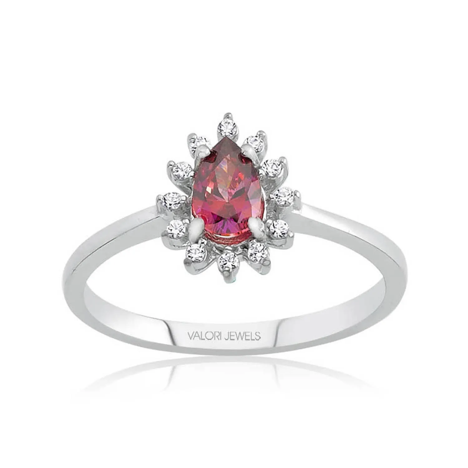 

Valori Jewels Elegant Drop, 0.33 Carat, Zirconia Red And White Pear Gemstone, Rhodium Plated, Sterling Silver Solitaire Ring
