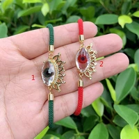 delicate jewelry pretty zircon glass eye pendant accessories adjustable string bracelet handmade weaving rope