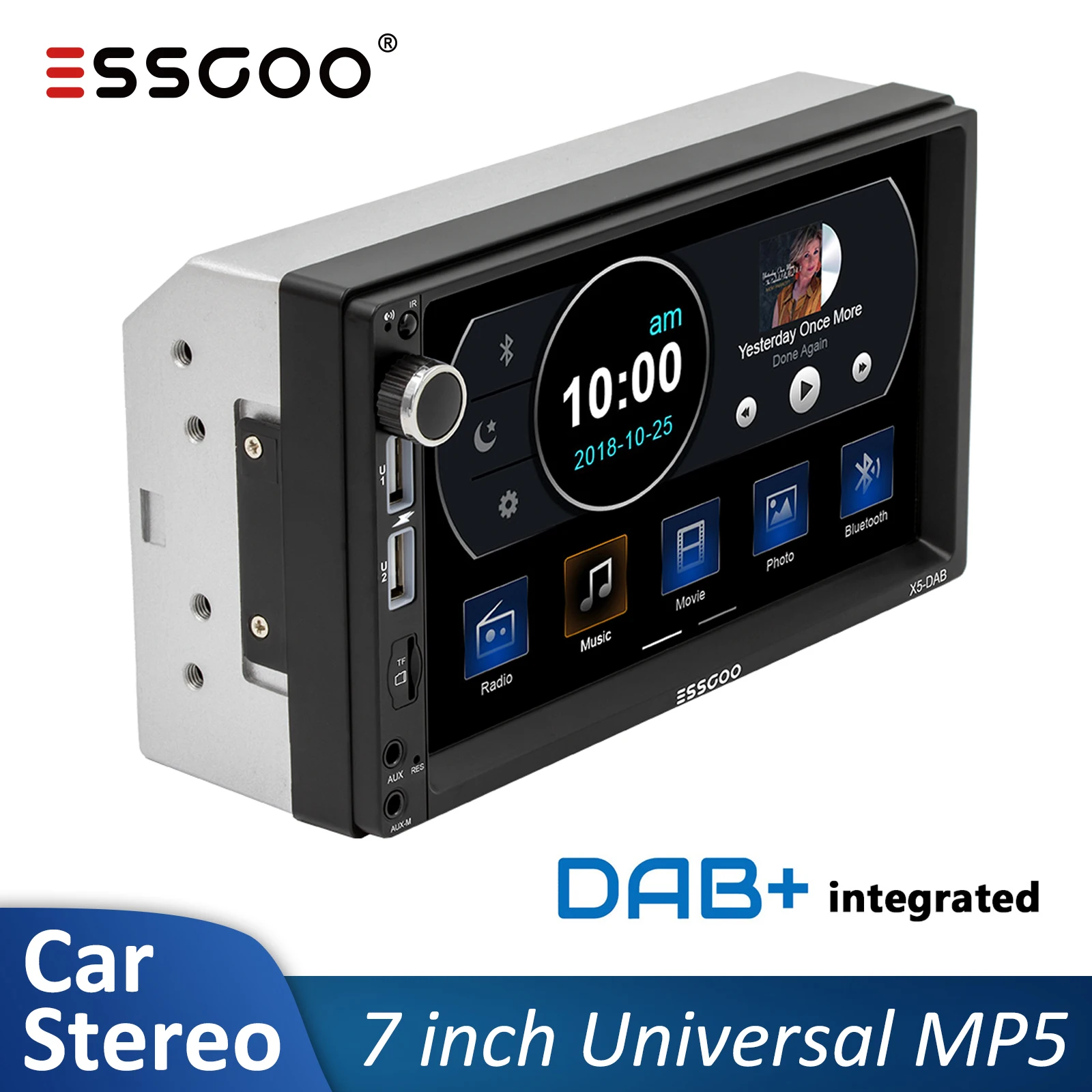 Автомобильный мультимедийный плеер ESSGOO стерео-система 7 дюймов с функцией DAB FM RDS