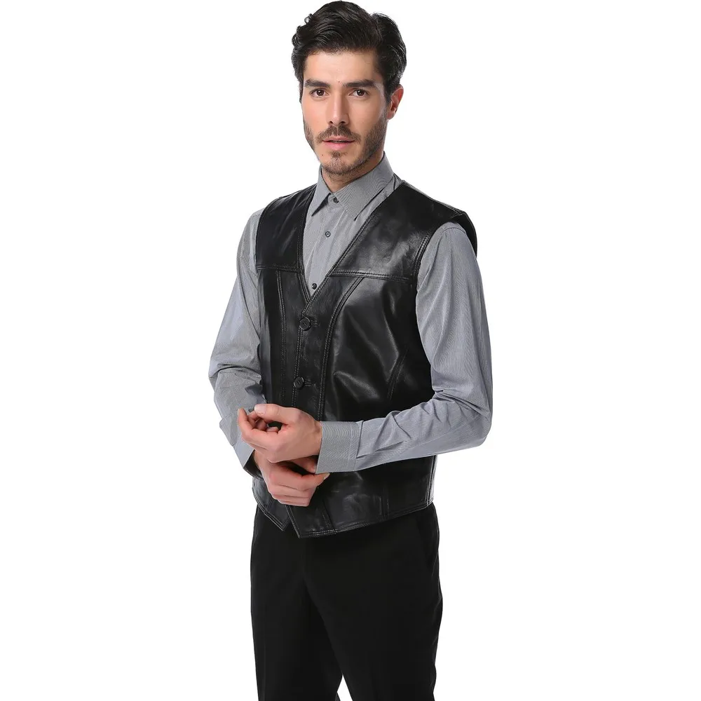 Для мужчин из натуральной кожи Из овечьей Светоотражающий жилет зимний для на