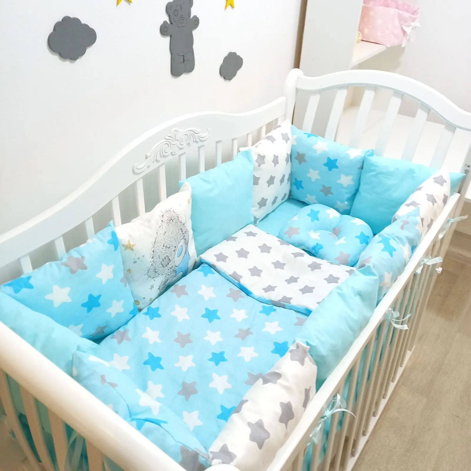 Комплект в кроватку постельное белье бортики Mamdis | Мать и ребенок