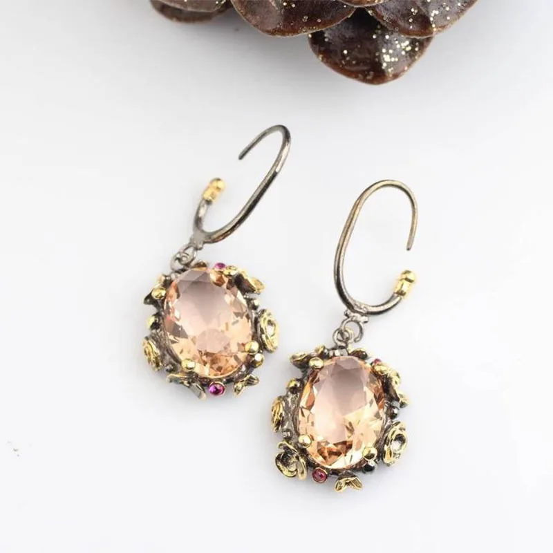 

Women Flower Zircon Earring, Handmade 925 Silver Woman Zircon Earring,Handmade Zircon Women Earring, Flower Design Woman Silver