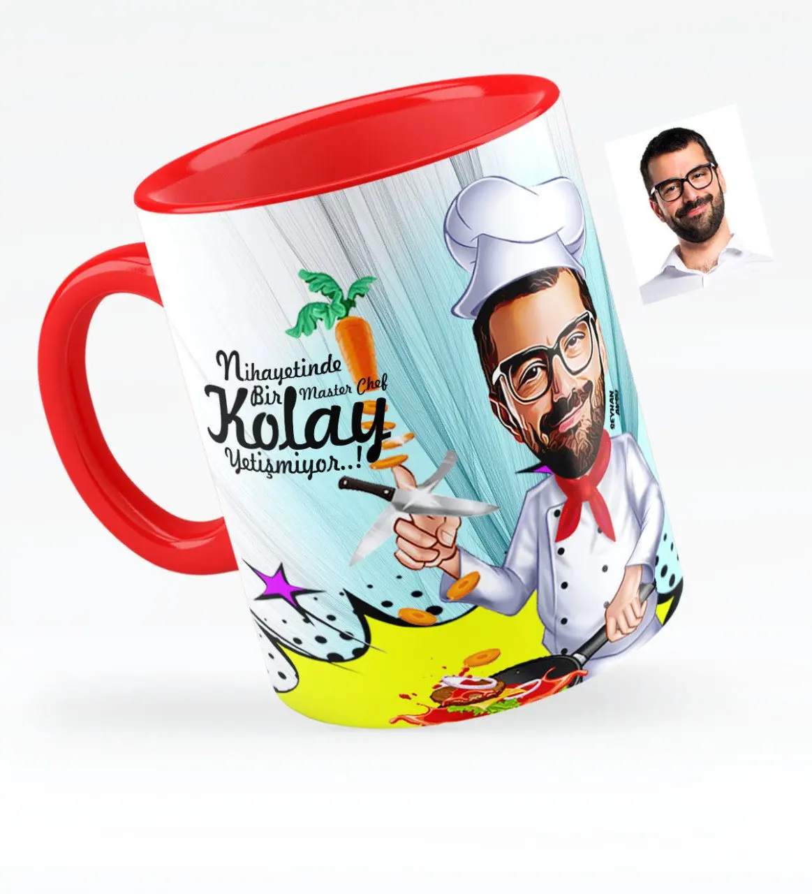 

Персонализированные Mr мастер шеф-повара карикатура красная кружка чашка-1