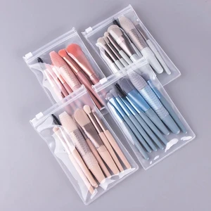 Travel Mini Makeup Brush Set 8pcs Pink Blush Eyeshadow Concealer Cosmetics Make Up For Beginner Powd