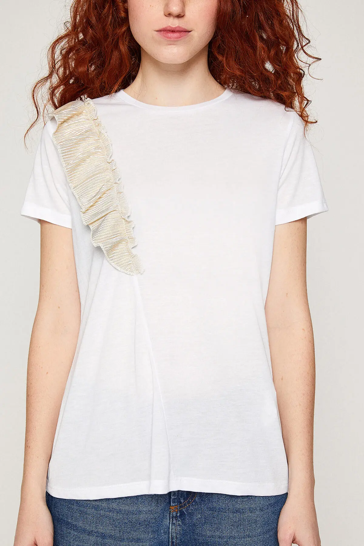 Koton женский черный велосипедные шлемы футболка с круглым вырезом 8YAK13190OK | Женская