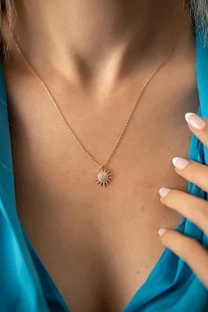 

Women's Sun Silver Model Rose Plated Italian Necklace