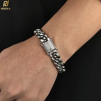 6 16mm miami cuban link bracelet stainless steel hip hop curb bracelets for mens jewelry