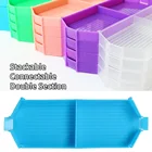 DIY Инструменты для вышивки картин со стразами, двойная секция Бисер лоток наращиваемых может подсоединиться лотки для круглые и квадратные сверла