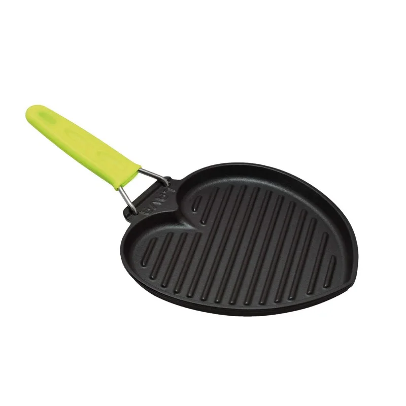 

Lava Non-Stick Cast Iron Heart Shaped Steak Frying Pan Folding Handle Cooking Chef Cookware Pot Restaurant Kitchen Outdoor